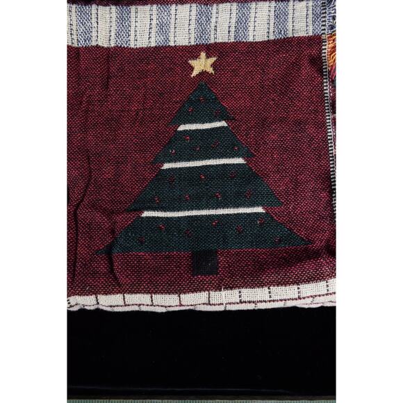 Socks & Snowman Christmas Throw Tapestry Blanket 50"x60" 100% Cotton Green NEW - Picture 4 of 6